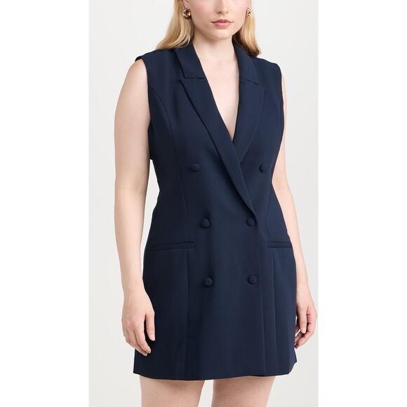NWT Good American Luxe Suiting Exec Mini Blazer Dress Sleeveless Size 4 XL Blue - Picture 1 of 9